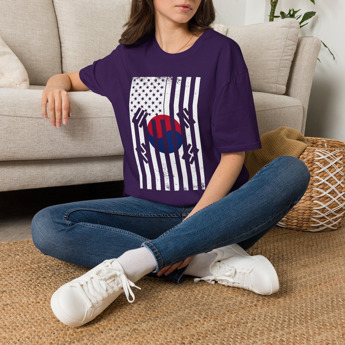 Korean Flag USA Mashup T-Shirt — Taegeuk Stripes Graphic Tee