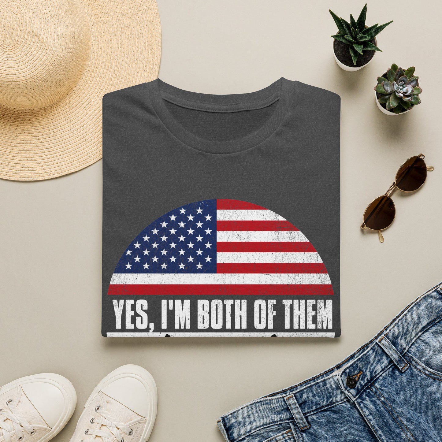 Yes, I'm Both of Them T-Shirt — USA & South Korea Flag Dual Heritage Tee