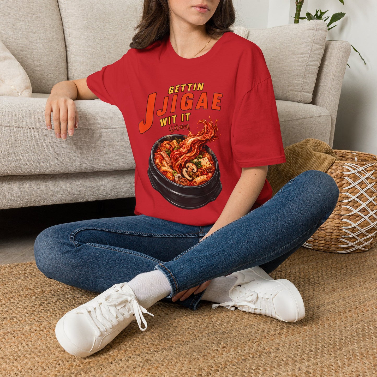 Jjigae T-Shirt — "Gettin Jjigae Wit It" Spicy Korean Stew Graphic Tee