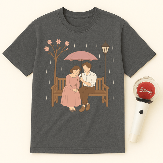 ROMANTIC K-DRAMA RAINY BENCH SCENE UNISEX T-SHIRT