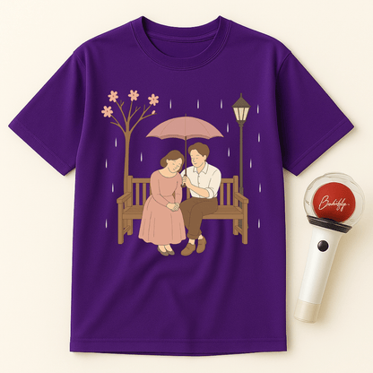 ROMANTIC K-DRAMA RAINY BENCH SCENE UNISEX T-SHIRT