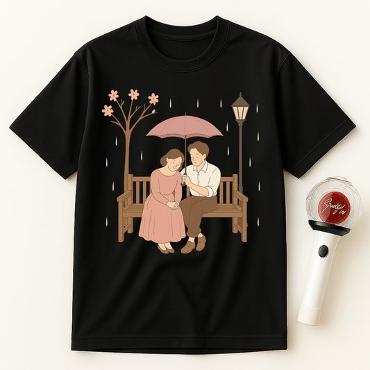 ROMANTIC K-DRAMA RAINY BENCH SCENE UNISEX T-SHIRT