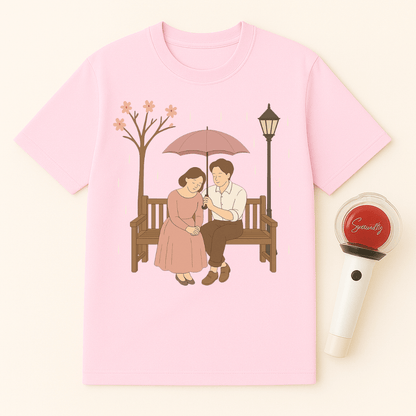 ROMANTIC K-DRAMA RAINY BENCH SCENE UNISEX T-SHIRT