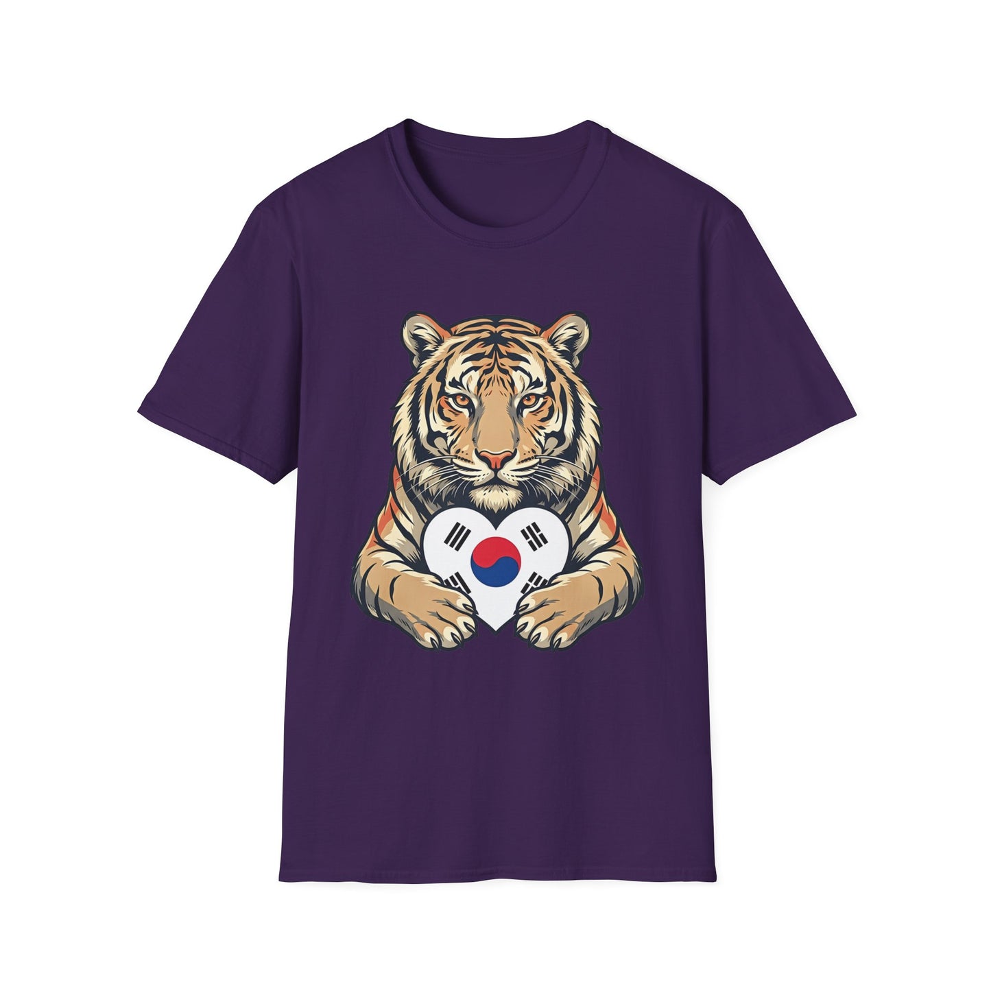 Tiger Holding South Korea Heart T-Shirt — Korean Pride Graphic Tee