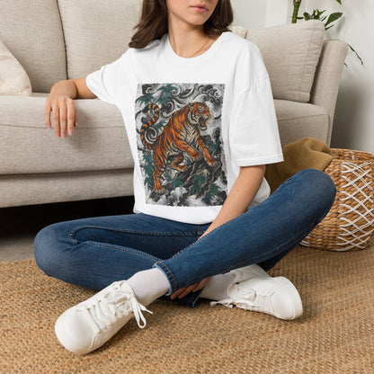 Tiger Tattoo Graphic T‑Shirt — Roaring Tiger Illustration Tee