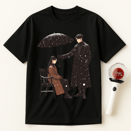 K-DRAMA UMBRELLA ROMANTIC SCENE UNISEX T-SHIRT
