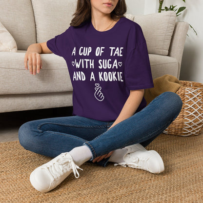 A Cup of Tae with Suga and a Kookie T-Shirt — BTS Fan Quote Tee