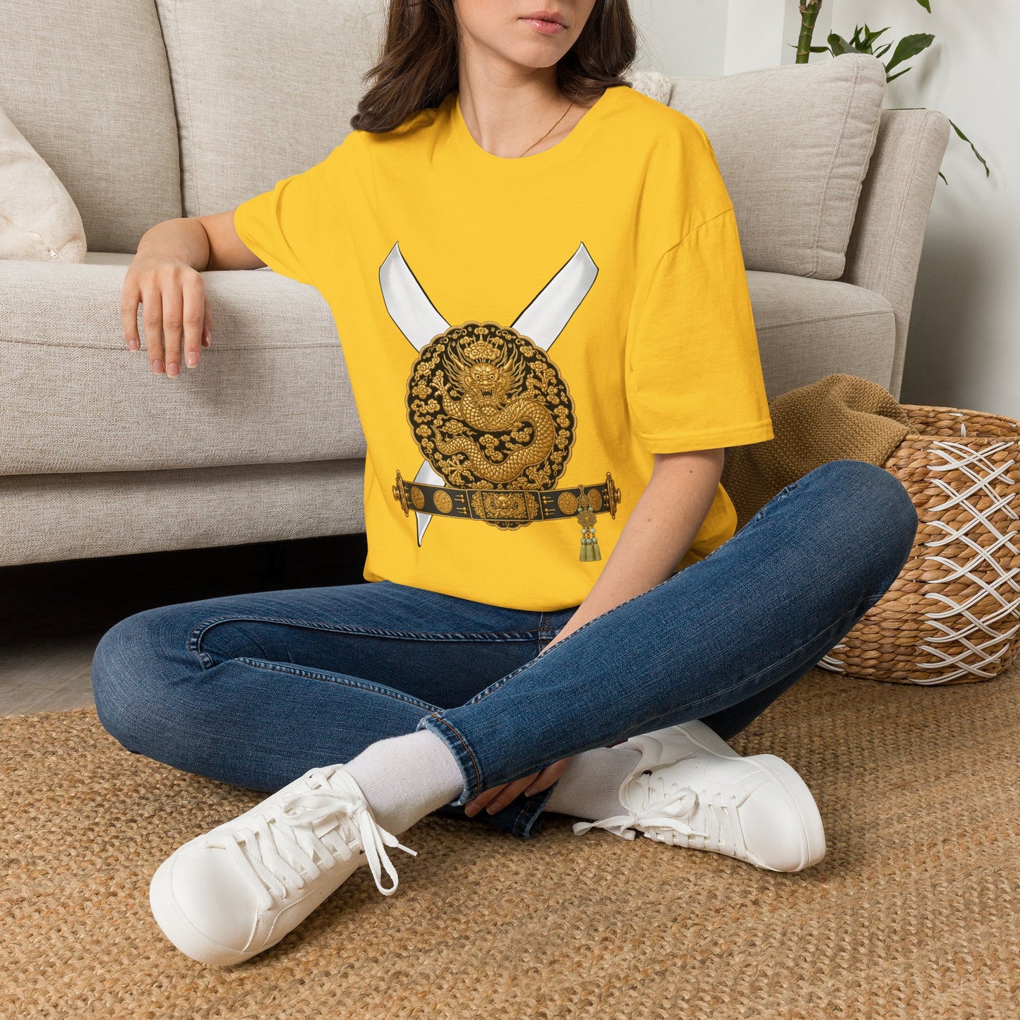 Samurai Crest T-Shirt — Traditional Katana & Dragon Shield Tee