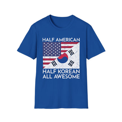 Half American Half Korean T‑Shirt — 'Half American, Half Korean, All Awesome' Patriotic Tee