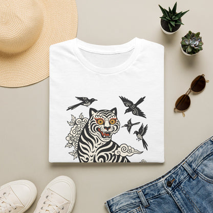 Tiger & Crows Graphic T-Shirt — Bold Japanese-Inspired Tattoo Style
