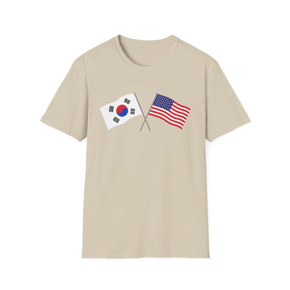 Korea USA Crossed Flags T-Shirt — Korean & American Friendship Tee