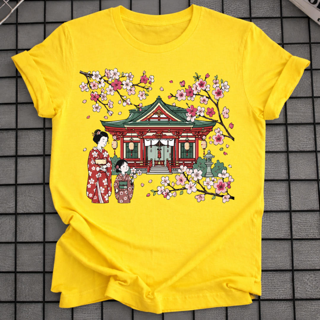 JAPANISCHES SAKURA-TEMPEL-T-SHIRT