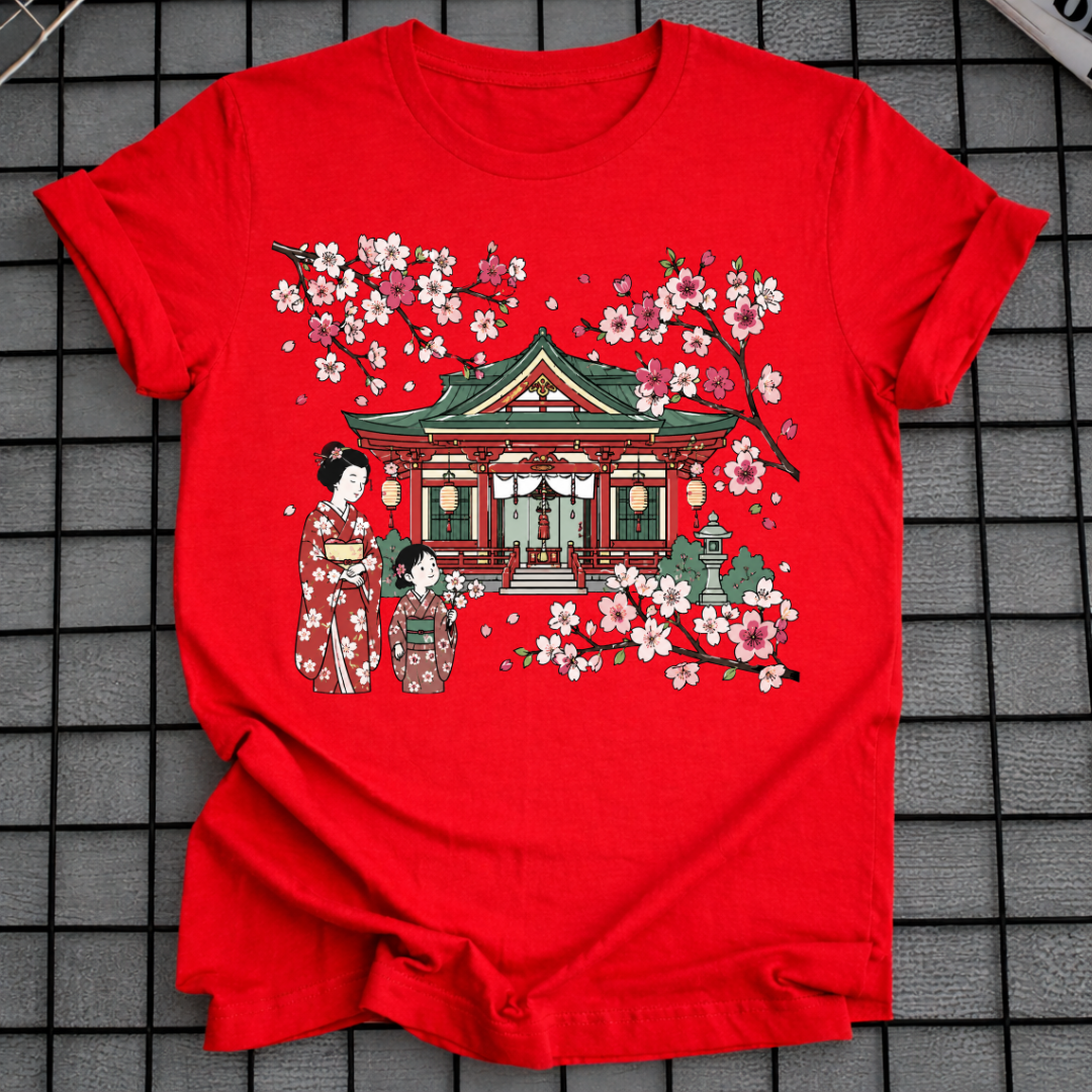 JAPANISCHES SAKURA-TEMPEL-T-SHIRT