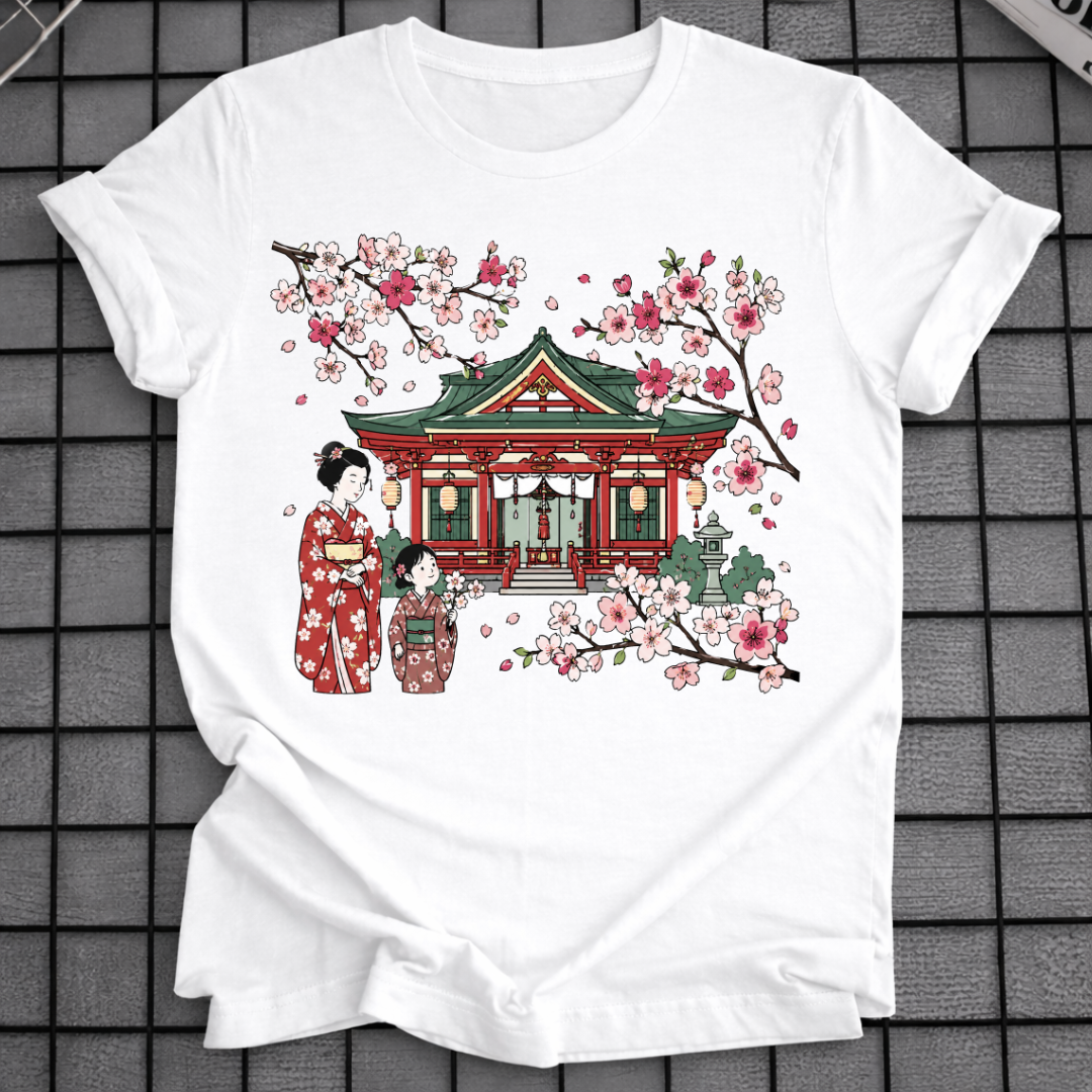 JAPANISCHES SAKURA-TEMPEL-T-SHIRT