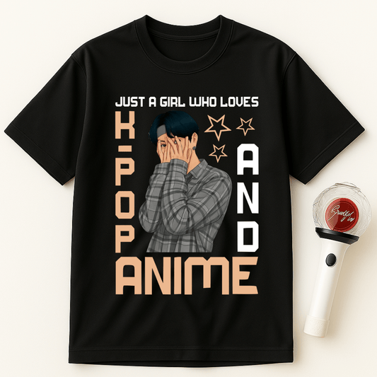 JUST A GIRL WHO LOVES K-POP AND ANIME UNISEX T-SHIRT