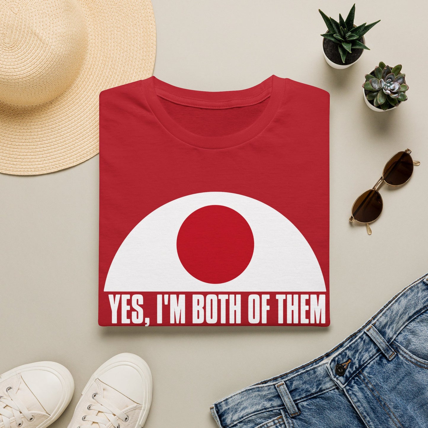 T-Shirt — "Yes, I'm Both of Them" Japan & Korea Flag Pride Tee