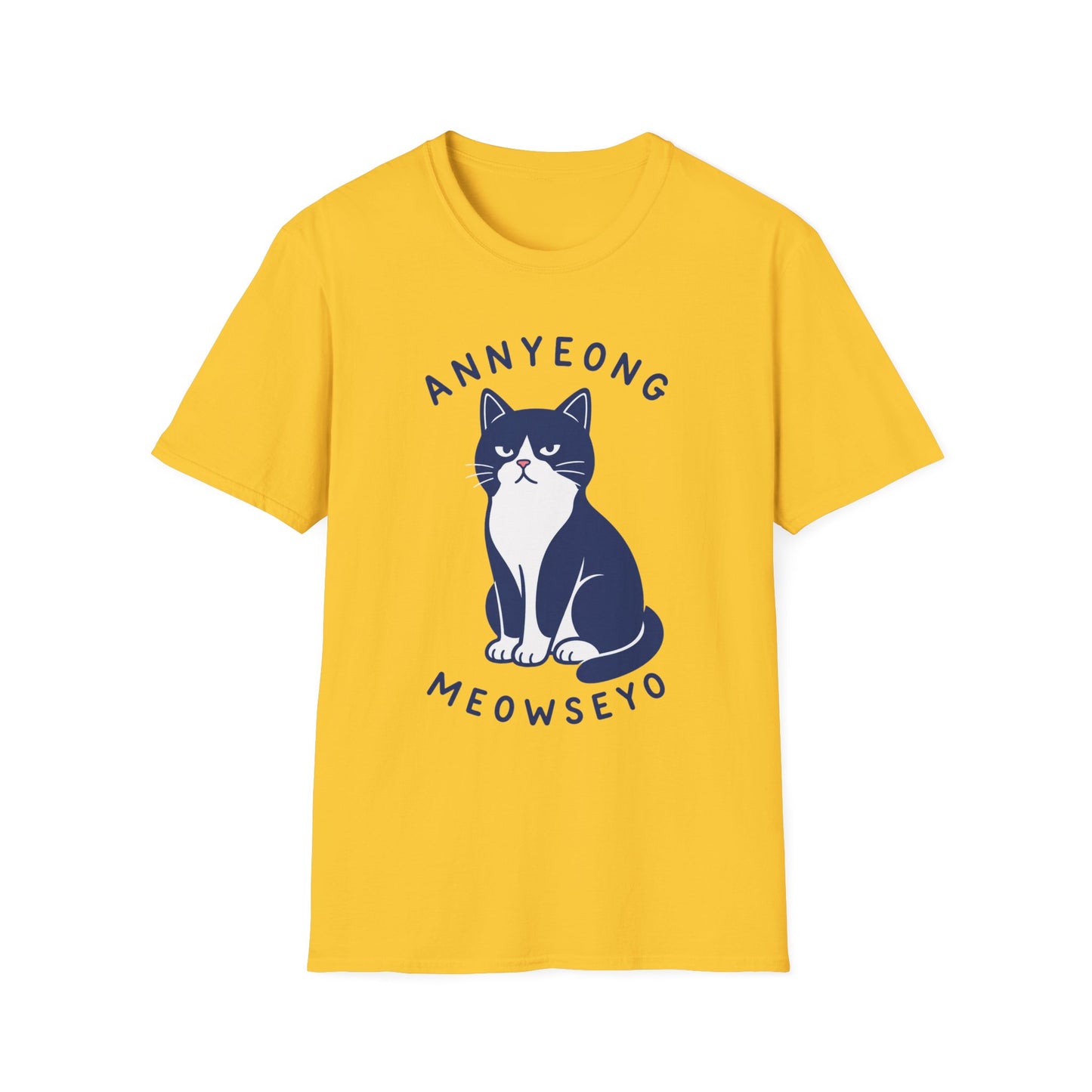 Annyeong Cat T-Shirt — Cute Korean Greeting Cat Graphic Tee ("Annyeong Meowseyo")