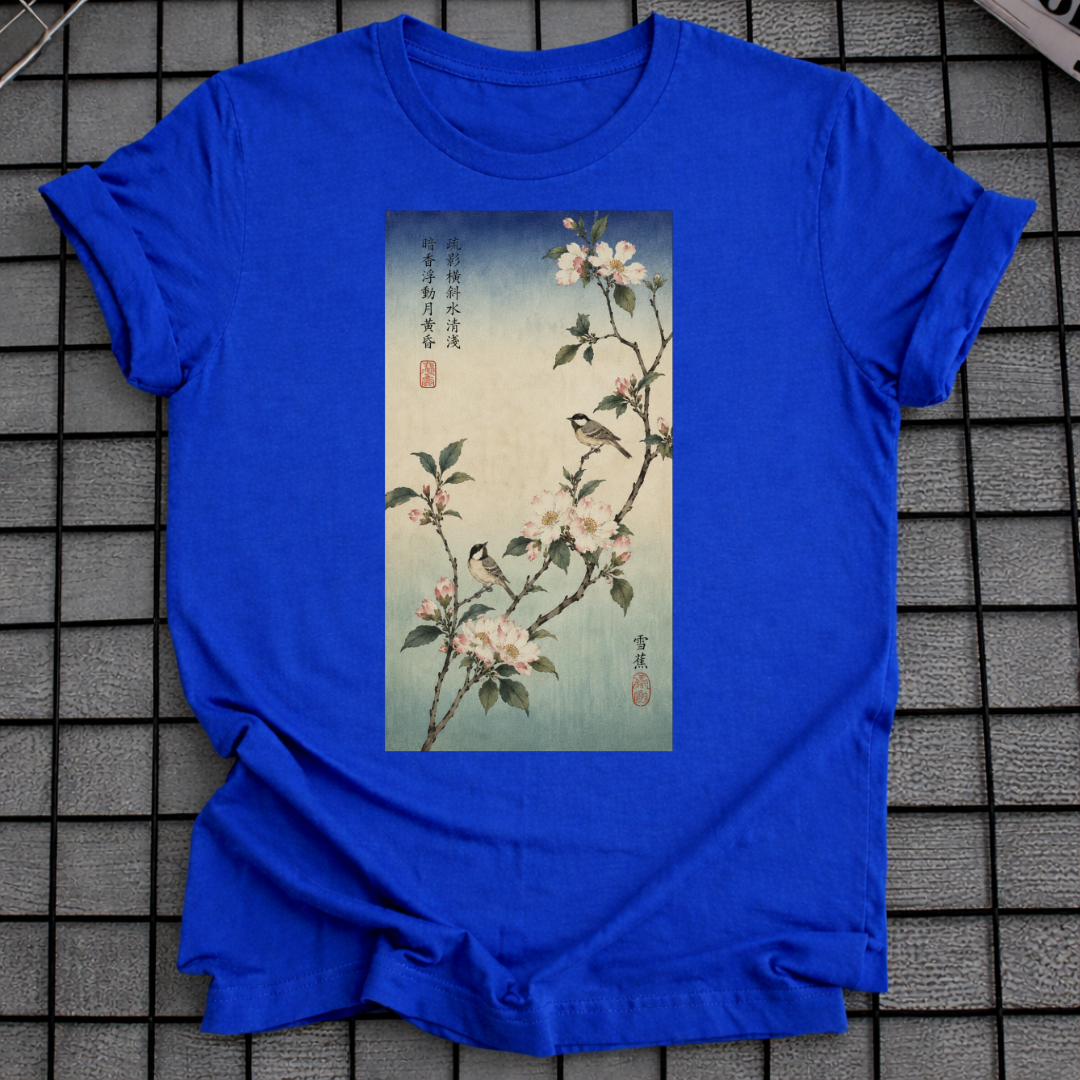 BLUMEN JAPANISCHES HOLZSCHNITT T-SHIRT