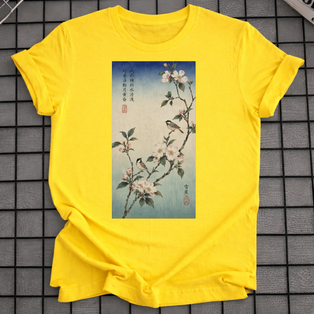 BLUMEN JAPANISCHES HOLZSCHNITT T-SHIRT