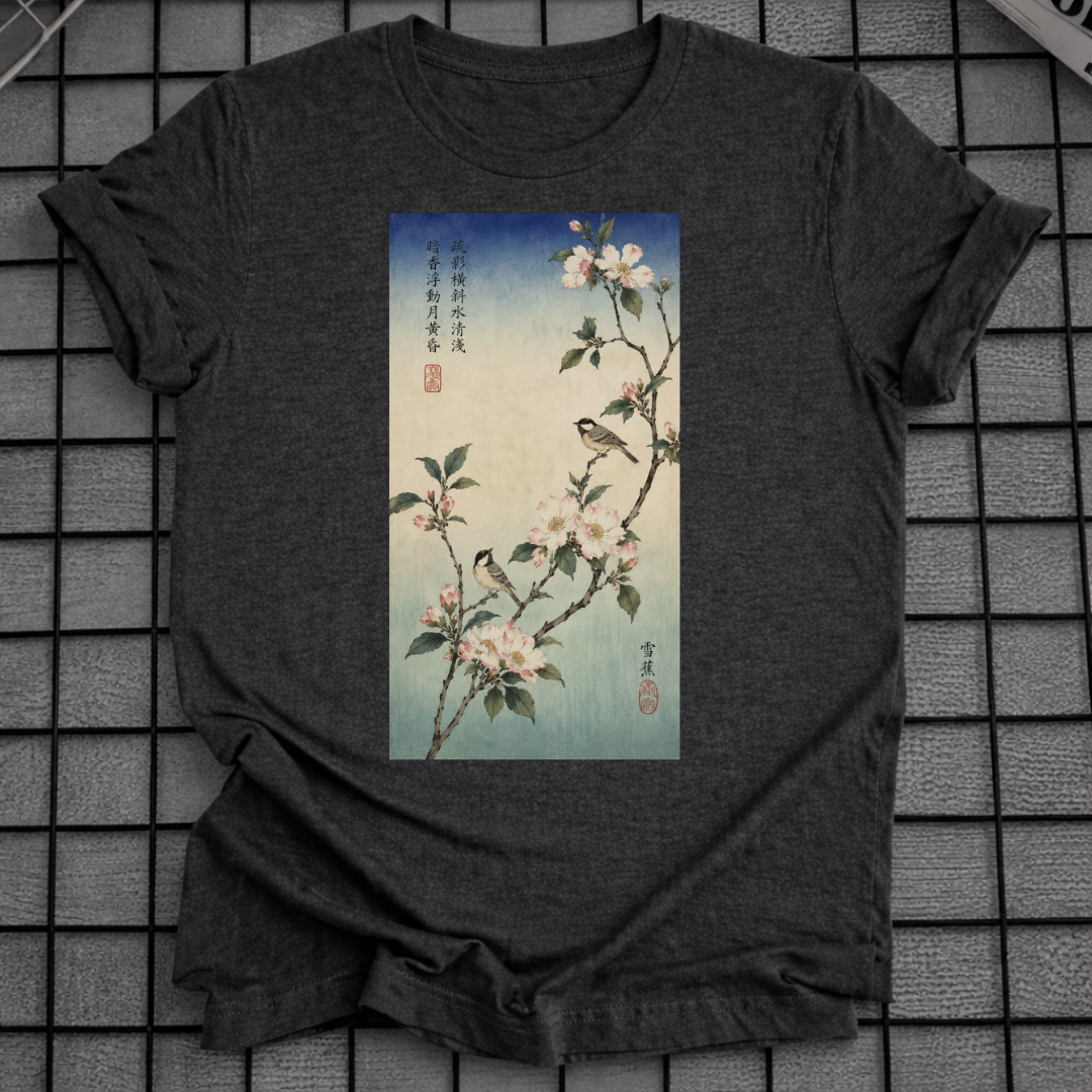 BLUMEN JAPANISCHES HOLZSCHNITT T-SHIRT