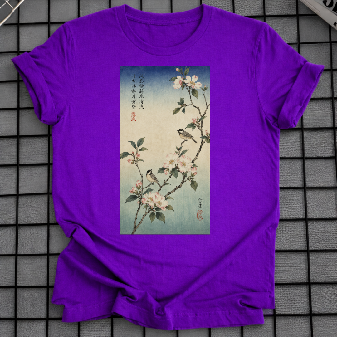 BLUMEN JAPANISCHES HOLZSCHNITT T-SHIRT
