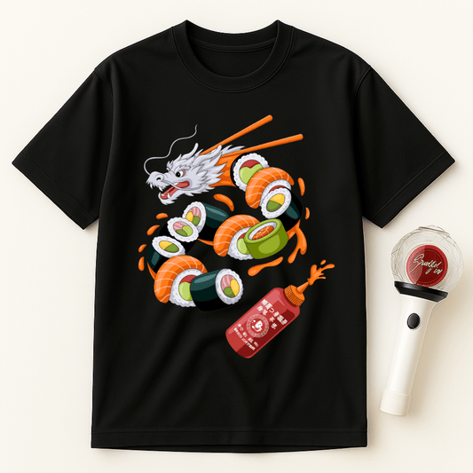 SUSHI DRAGON WITH CHOPSTICKS UNISEX T-SHIRT