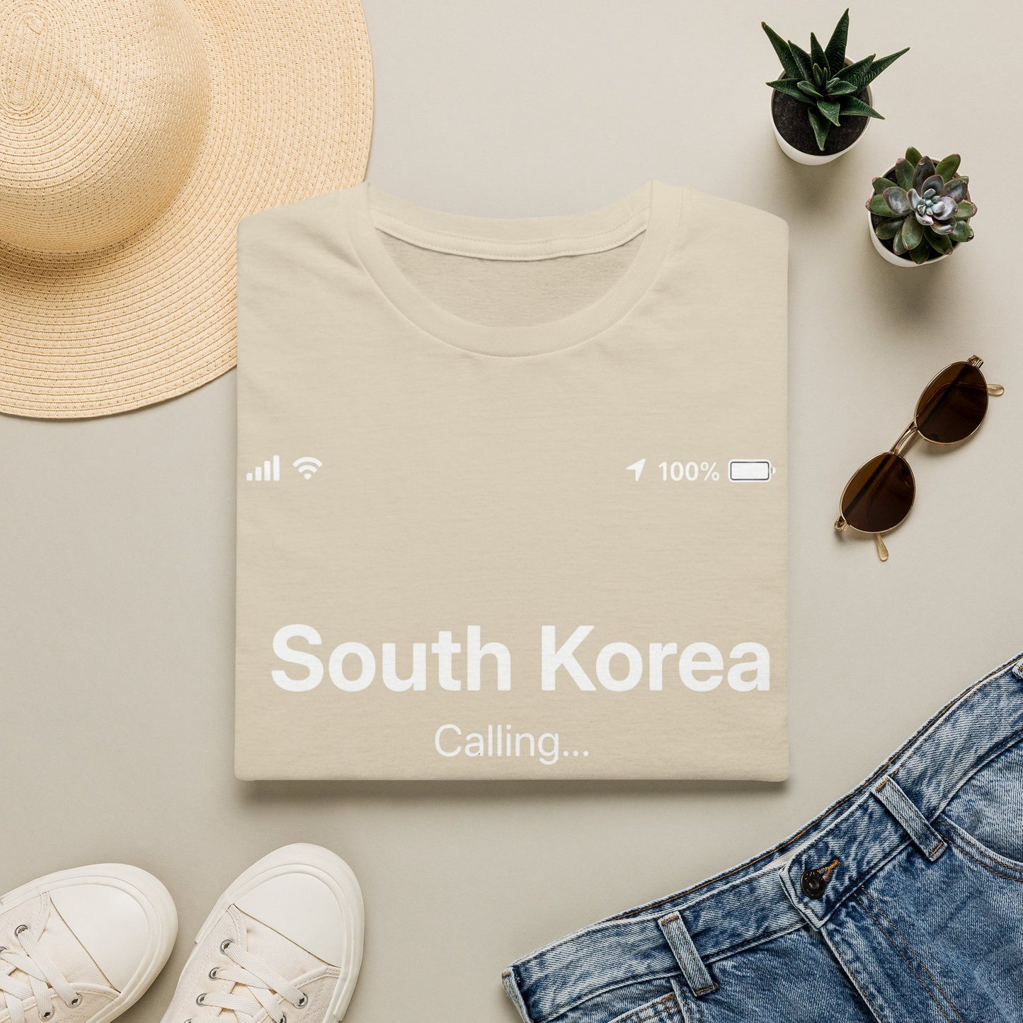 South Korea Calling T-Shirt — Travel-Inspired Phone Screen Graphic Tee