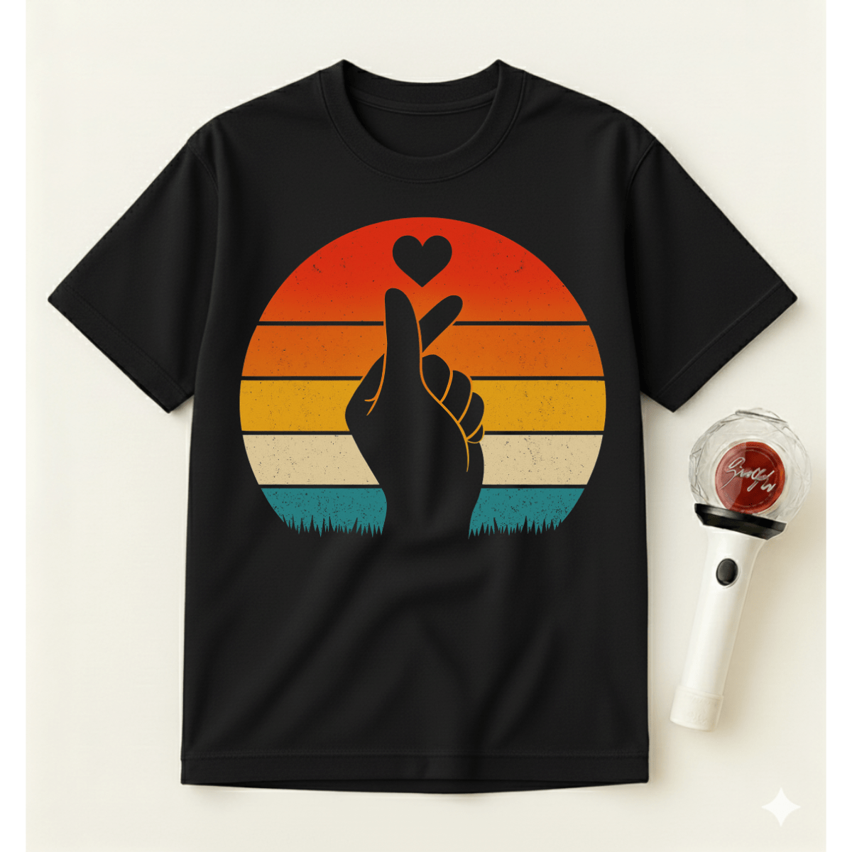 FINGER HEART RETRO T-SHIRT