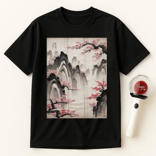 JAPANESE MOUNTAINS CHERRY BLOSSOMS UNISEX T-SHIRT