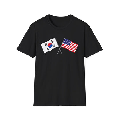 Korea USA Crossed Flags T-Shirt — Korean & American Friendship Tee