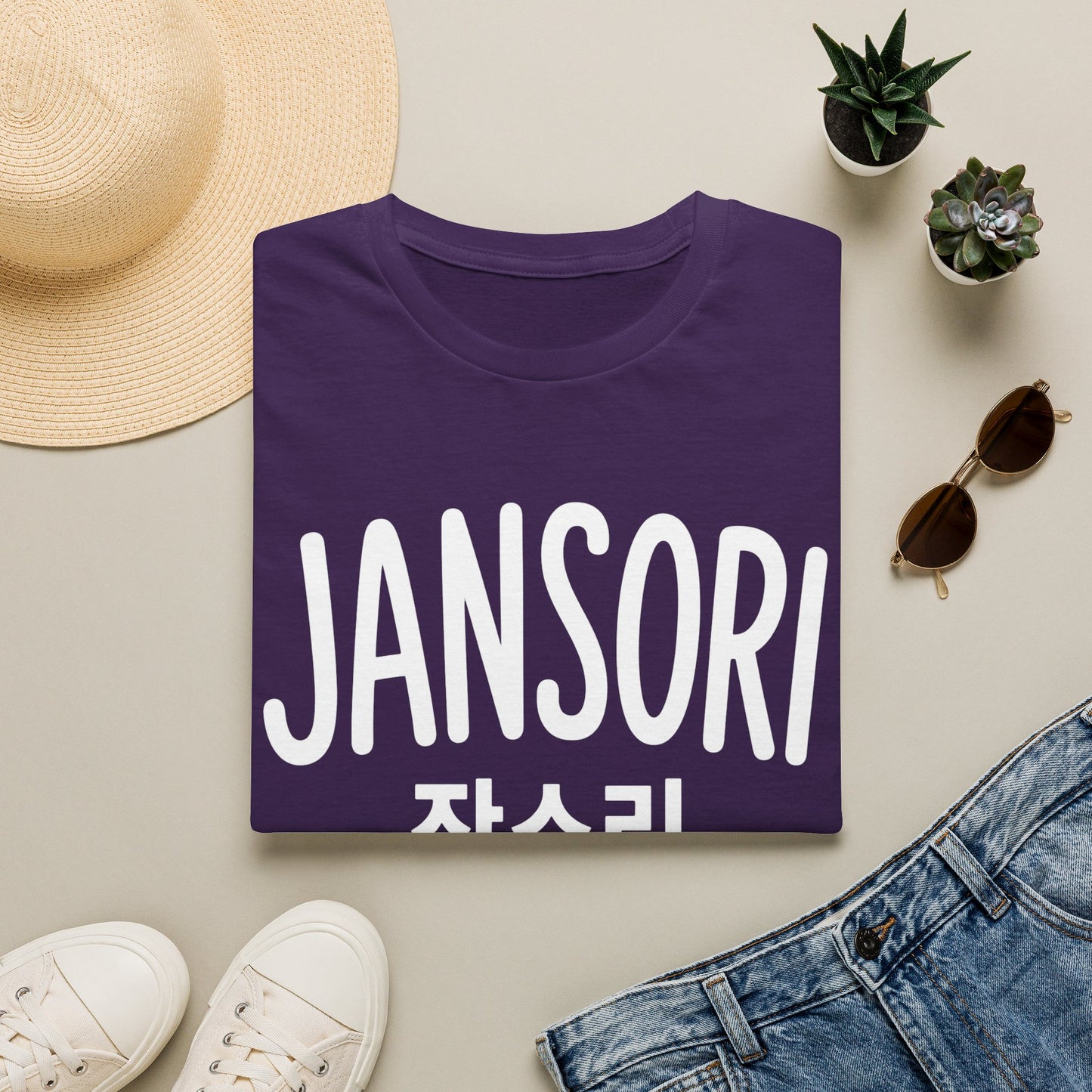 Jansori Graphic T-Shirt — Korean Text Casual Tee