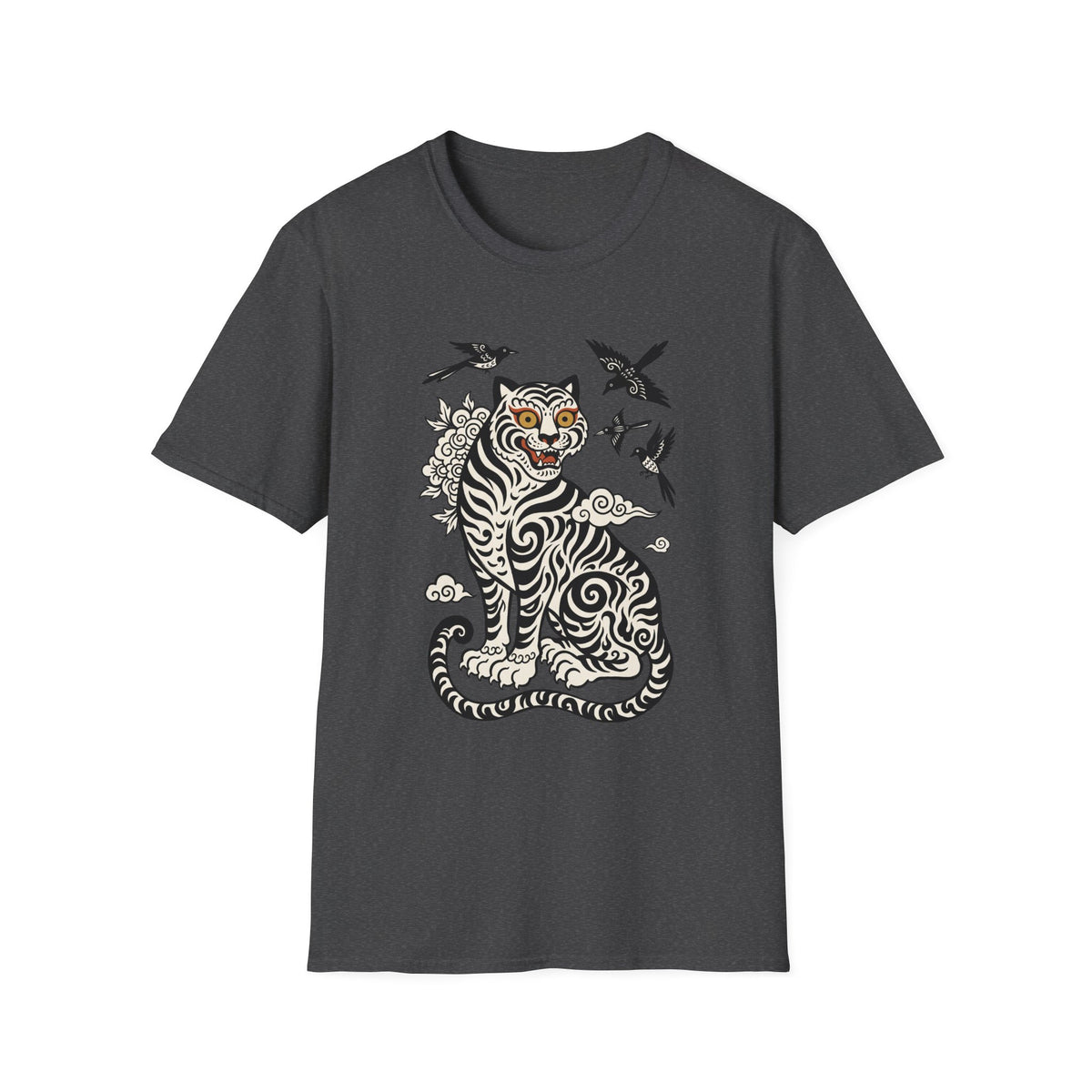 Tiger & Crows Graphic T-Shirt — Bold Japanese-Inspired Tattoo Style
