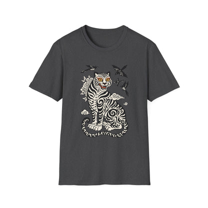 Tiger & Crows Graphic T-Shirt — Bold Japanese-Inspired Tattoo Style