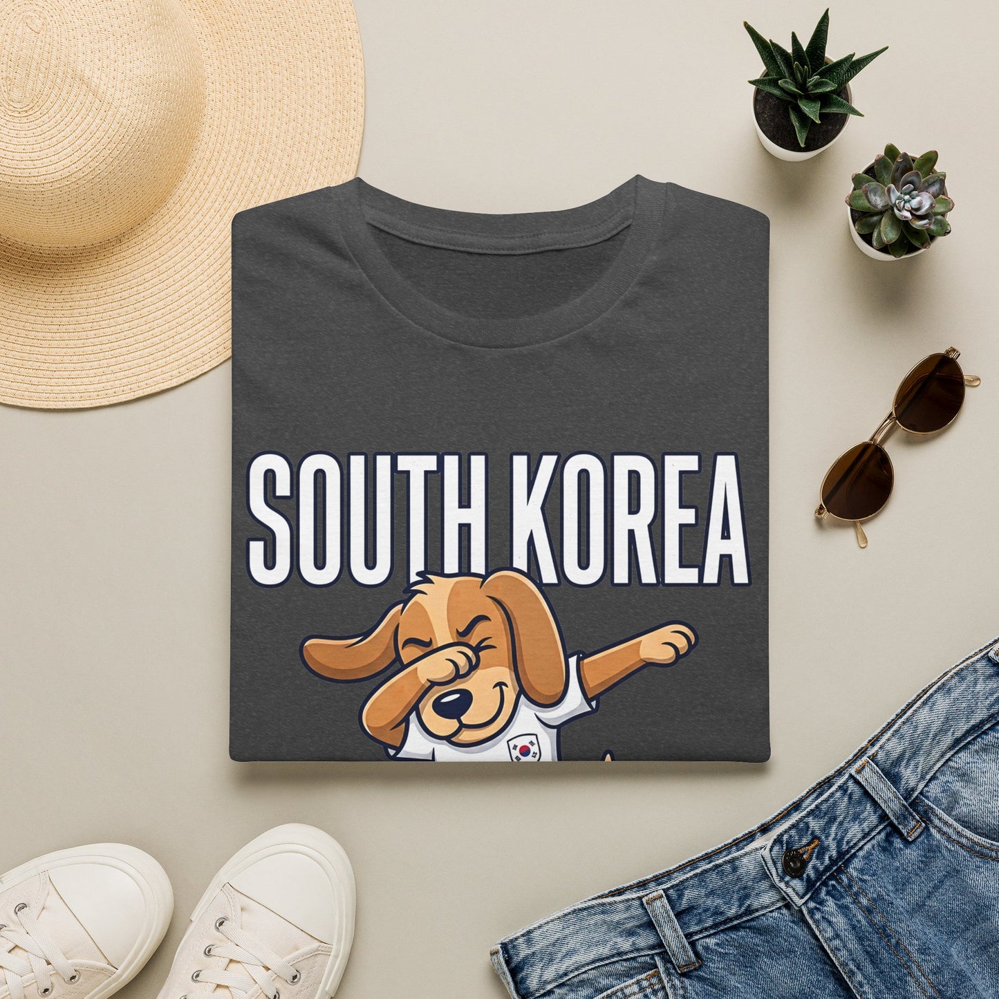 South Korea Dabbing Dog T-Shirt — Cute Soccer Fan Tee