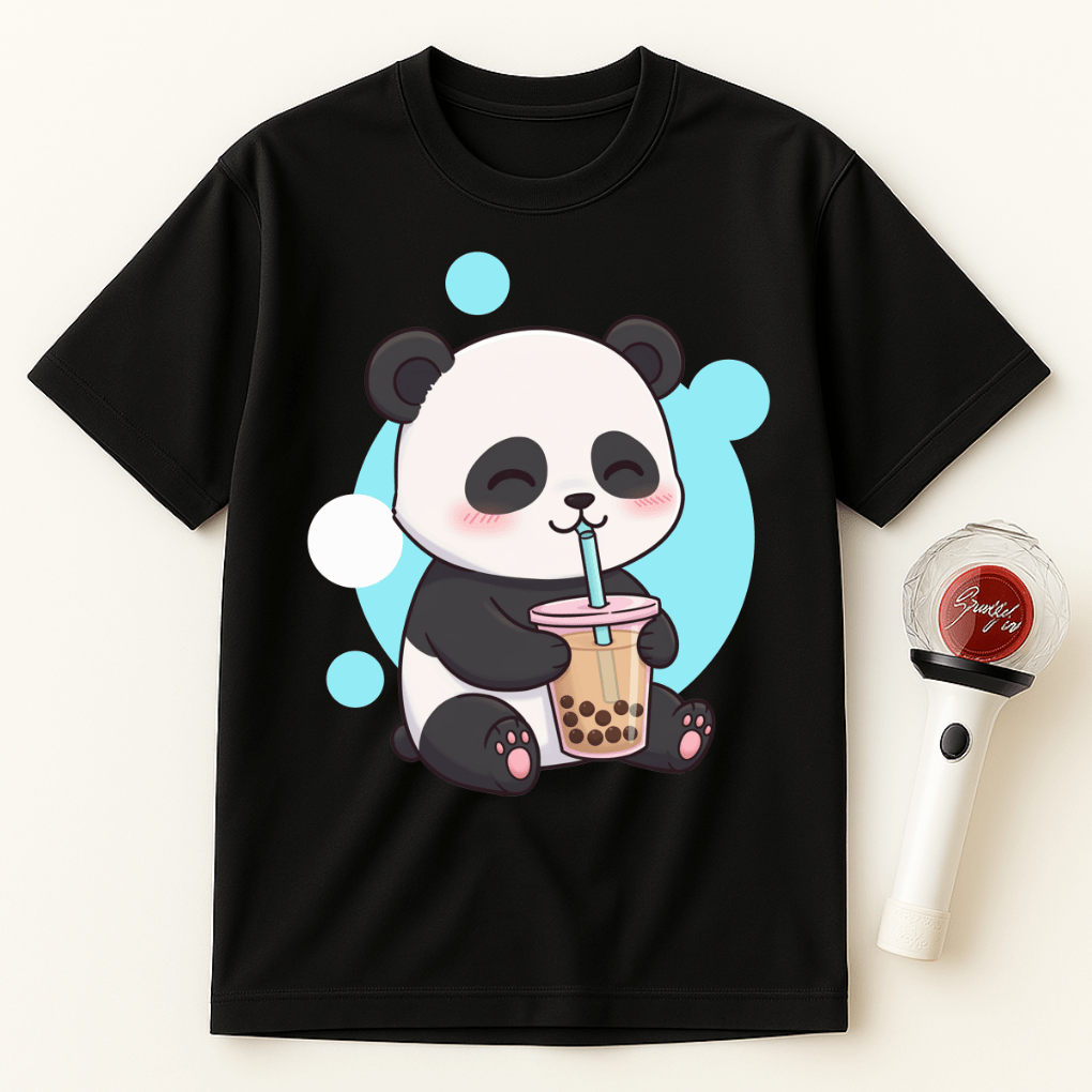 PANDA DRINKING BOBA TEA UNISEX T-SHIRT
