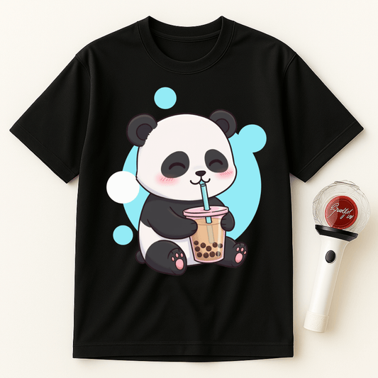 PANDA DRINKING BOBA TEA UNISEX T-SHIRT