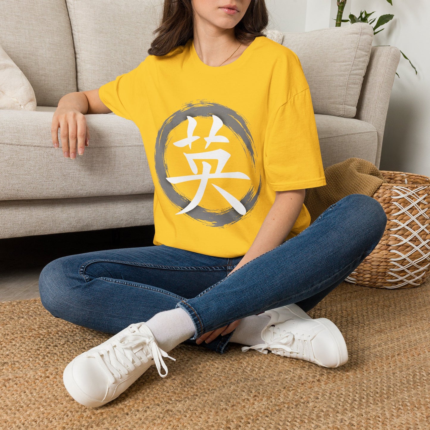 Zen Kanji T-Shirt — '英' Brush Circle Japanese Character Tee