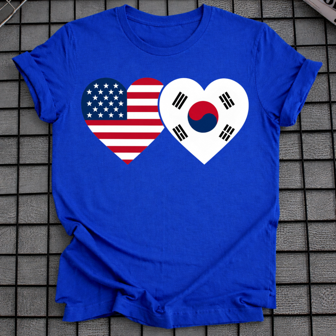 USA & SÜDKOREA HERZFLAGGE T-SHIRT
