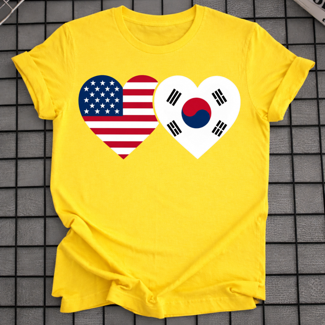 USA & SÜDKOREA HERZFLAGGE T-SHIRT