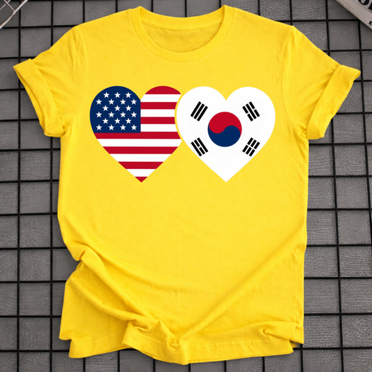 USA & SOUTH KOREA HEART FLAG T-SHIRT