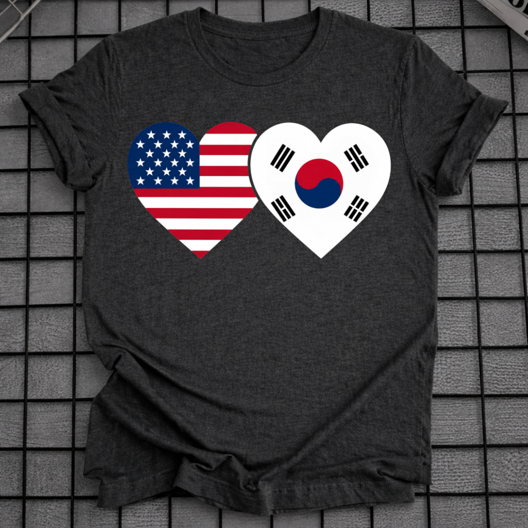 USA & SÜDKOREA HERZFLAGGE T-SHIRT