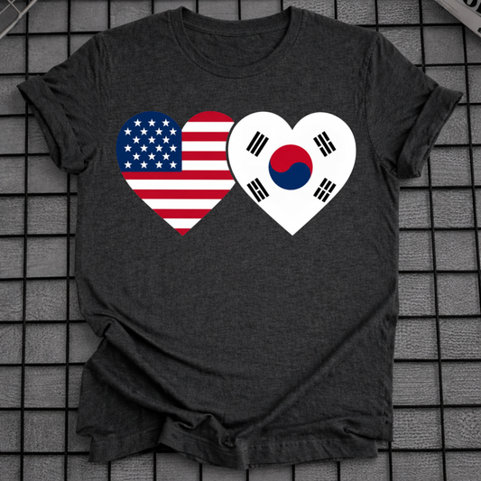 USA & SOUTH KOREA HEART FLAG T-SHIRT