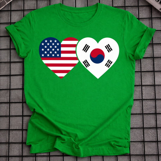 USA & SÜDKOREA HERZFLAGGE T-SHIRT
