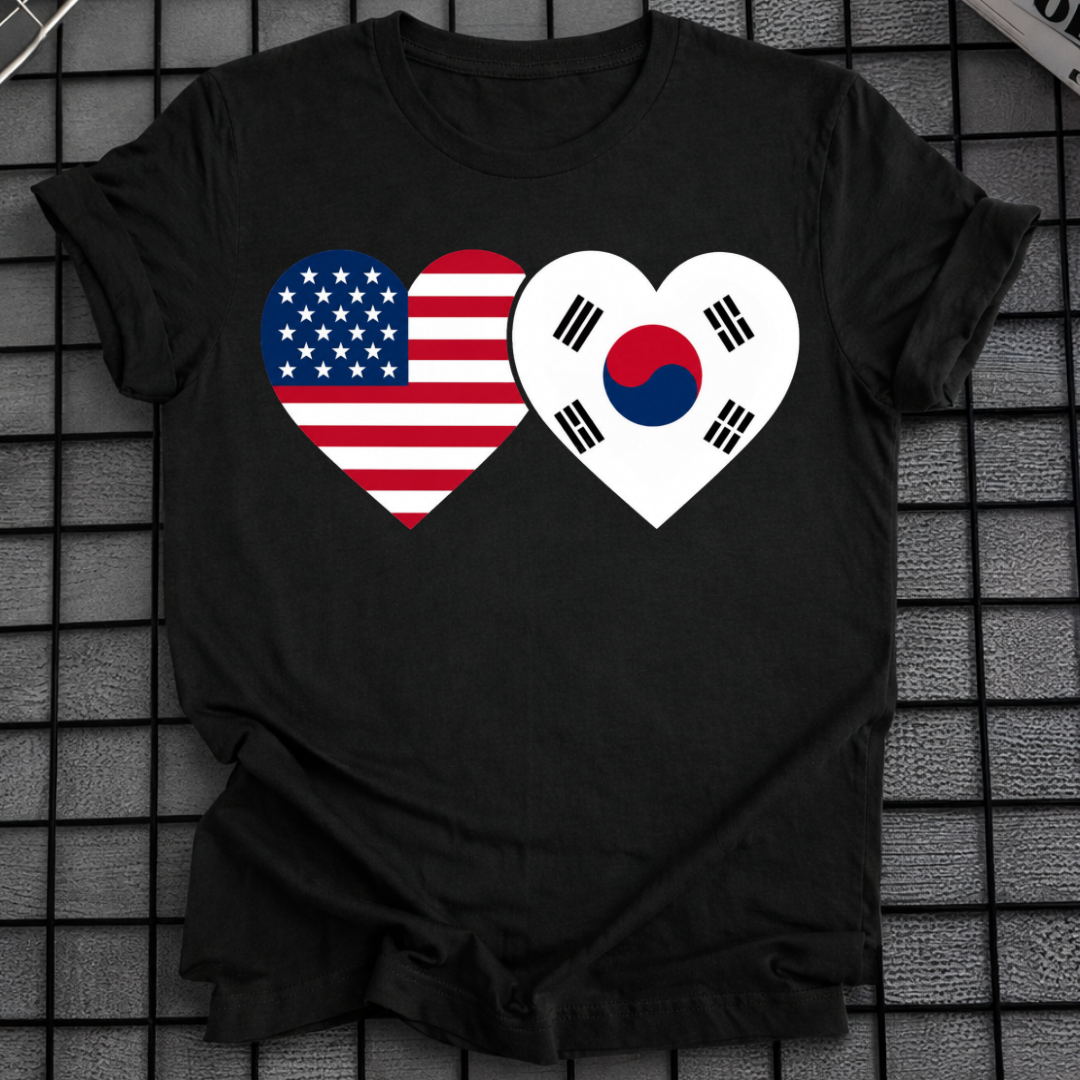 USA & SÜDKOREA HERZFLAGGE T-SHIRT