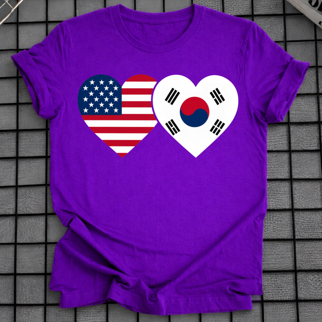 USA & SÜDKOREA HERZFLAGGE T-SHIRT