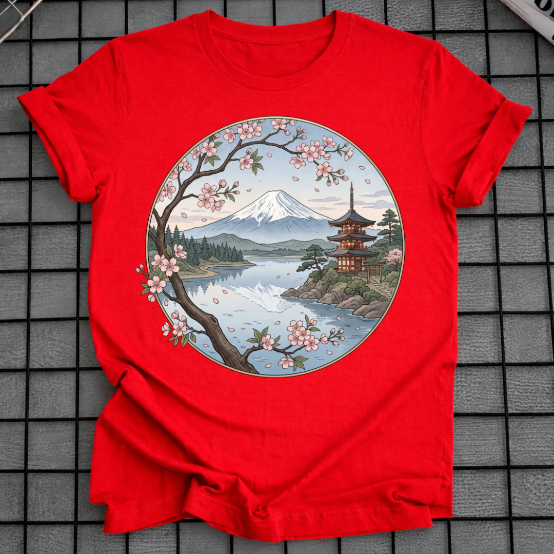 JAPANISCHES SAKURA-GEBIRGSLANDSCHAFT-T-SHIRT