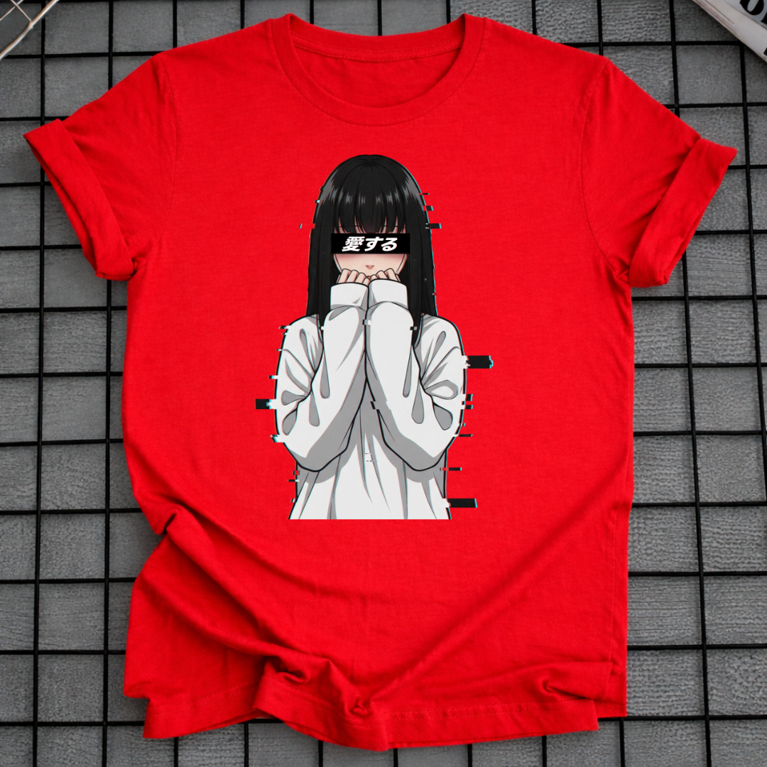 T-SHIRT SCHÜCHTERNES ANIME-MÄDCHEN