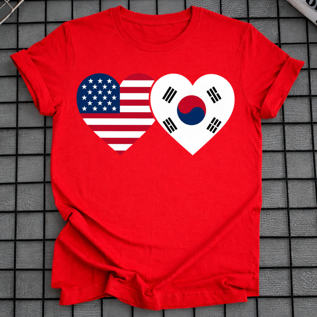 USA & SÜDKOREA HERZFLAGGE T-SHIRT