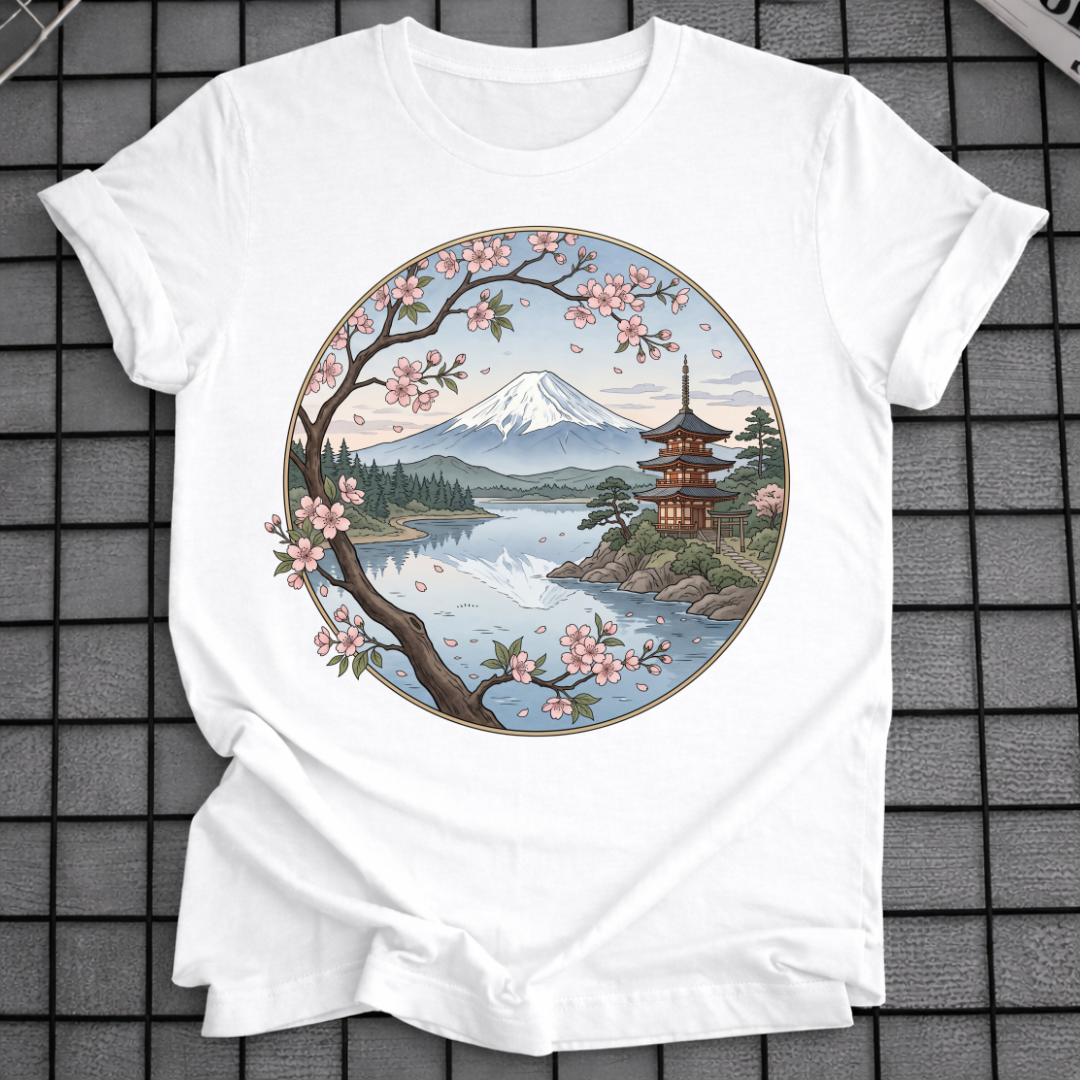 JAPANISCHES SAKURA-GEBIRGSLANDSCHAFT-T-SHIRT