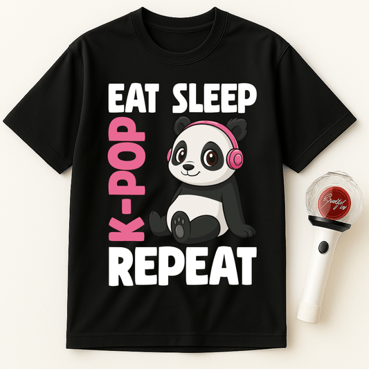 EAT SLEEP K-POP REPEAT PANDA UNISEX T-SHIRT
